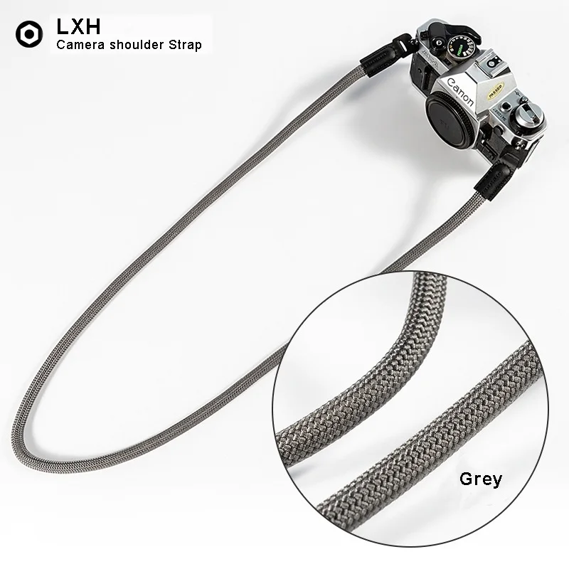 Grey LXH нейлоновая веревка для камеры плечевой ремень для камеры Leica Canon Nikon Olympus Pentax sony Fujifilm беззеркальный ремень для камеры дслр - Цвет: Grey
