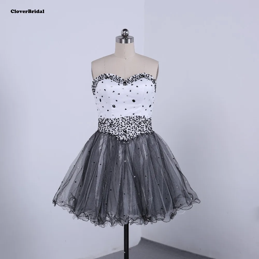 Блестящие Бальные платья из тюля белого и черного цвета для девушек коктейльные