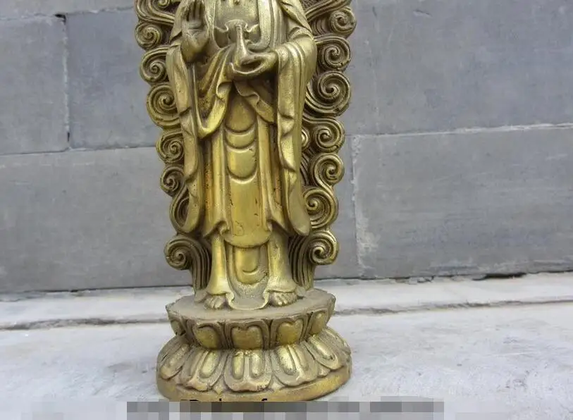 China Buddhism Brass Copper Guan Yin Kwan-yin Boddhisattva Goddess Buddha Statue | Дом и сад