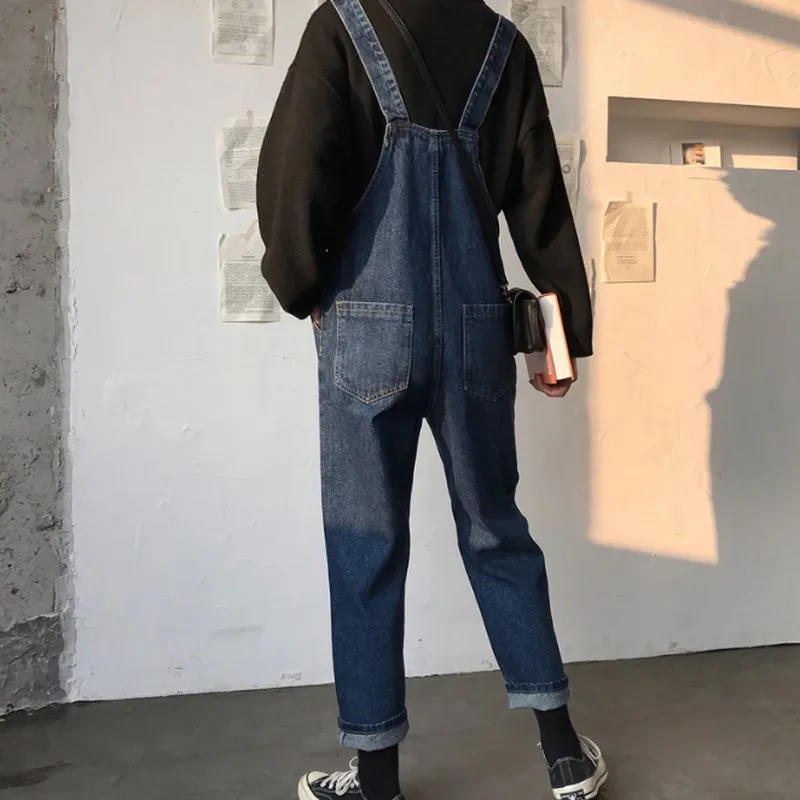 Spring Autumn Contrast Print Denim Jumpsuits Women Vintage Fashion New Jean Overalls for Loose Long Pants Jumpsuit | Женская одежда