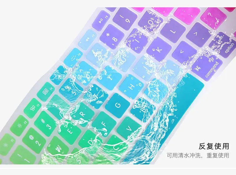 Цветной силиконовый чехол для клавиатуры с английской надписью Rainbow США macbook air 12