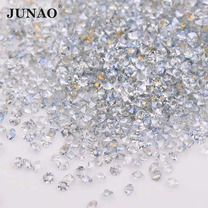 Transparent Blue JUNAO, 1,2 мм, 15 видов цветов, мини стразы для ногтей, прозрачный, шампанского, циркон, кристаллы, камни, заостренные сзади, стразы, дизайн ногтей, декор, ювелирные изделия - Цвет: Transparent Blue