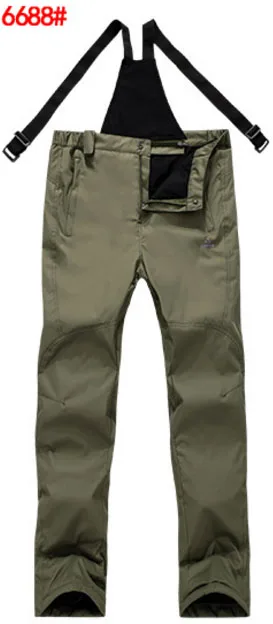 Olive green 6688 Мужские новые зимние походные треккинговые рыбацкие походные альпинистские лыжные сноубордические брюки размера плюс больше размера d водонепроницаемые уличные штаны - Цвет: Olive green 6688