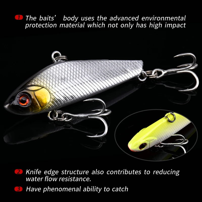 ALLBLUE мини продается опускается на дно Рыболовная Приманка VIB безгубого Crankbait 55 мм