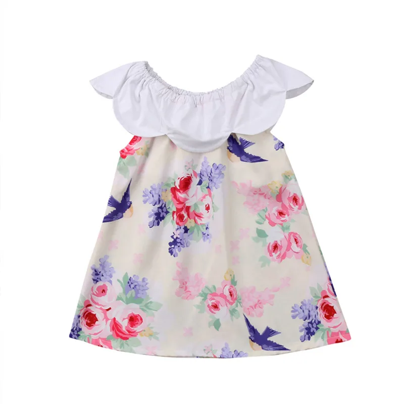 2018 платье принцессы с оборками и цветочным рисунком для новорожденных девочек