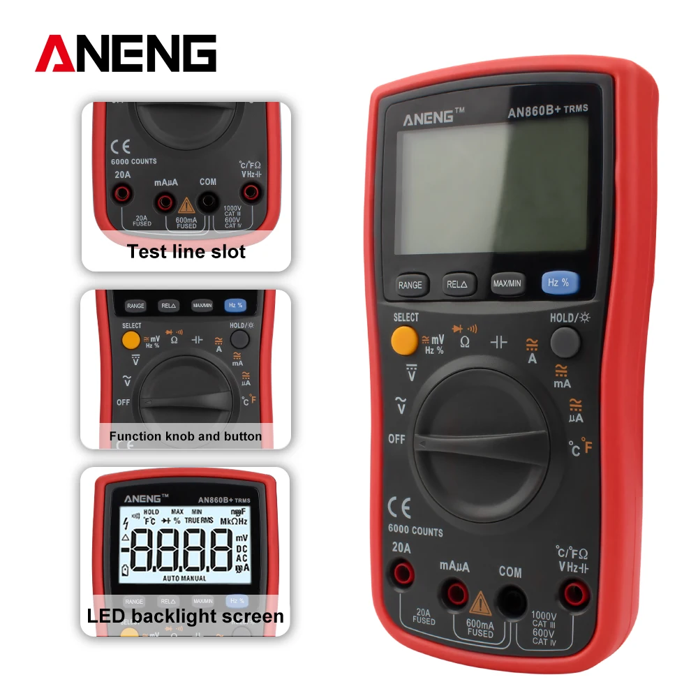 ANENG AN860B+ Tester Digital Multimeter Profesional 6000 Counts Detector Peak Multimetro Meter analogico esr Lcr meter | Инструменты