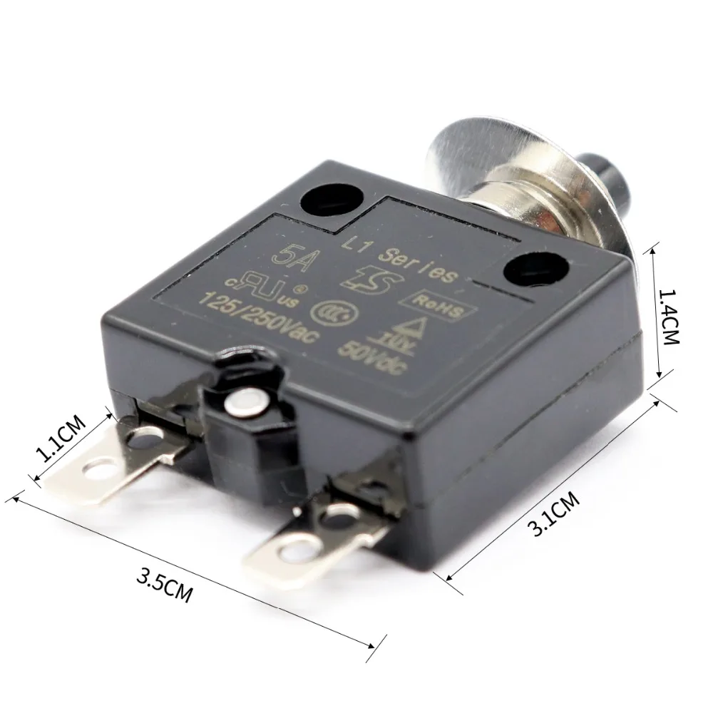 5A 30A DC 50V Push Button автоматические выключатели T3 ручной сброс термальный