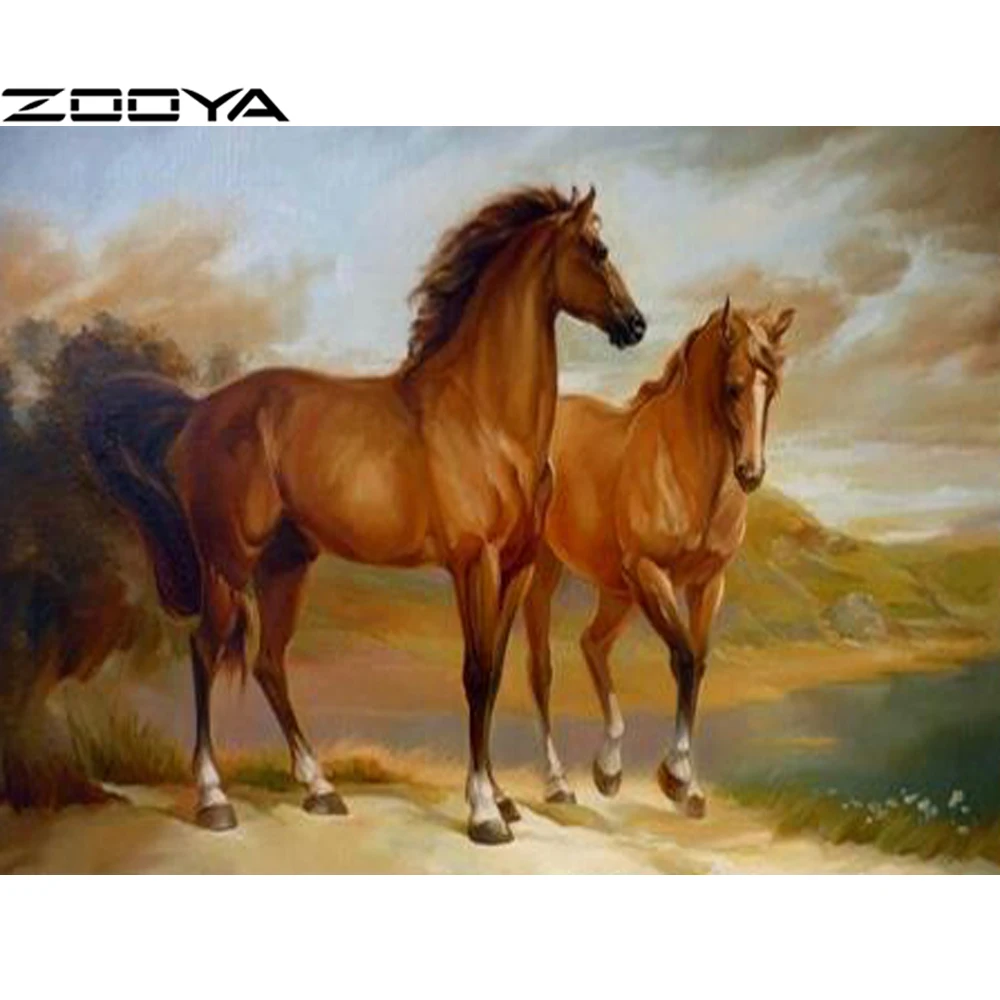 Zooya diamond Вышивка 5D DIY круглый бриллиант живопись животных стены Стикеры