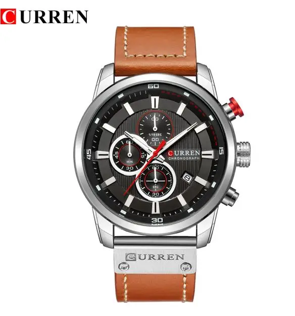 siliver siliver CURREN 8291 Роскошные Брендовые мужские военные спортивные часы мужские кварцевые часы с кожаным ремешком водонепроницаемые наручные часы с датой Reloj Hombre - Цвет: siliver siliver