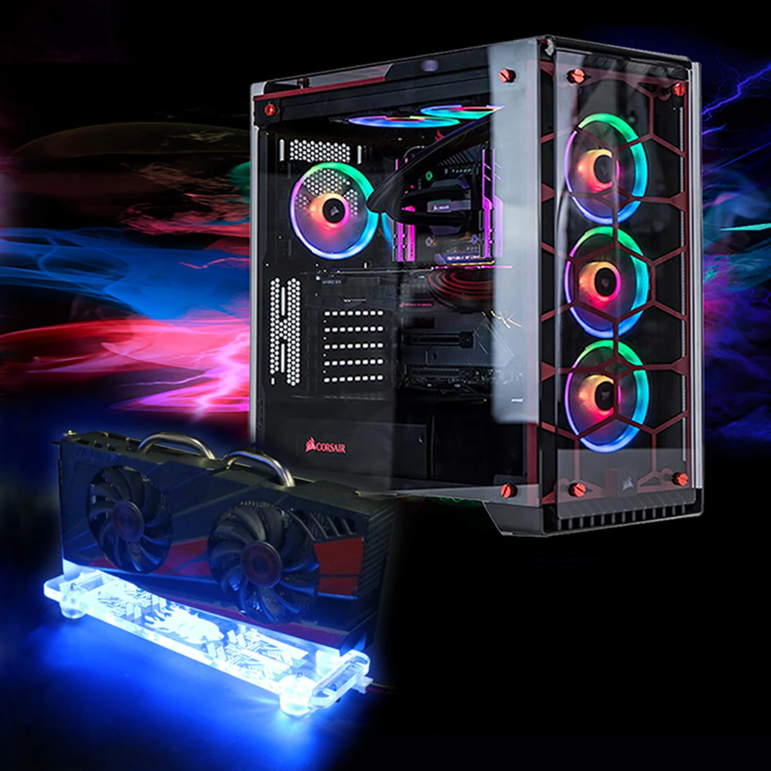 Кронштейн для видеокарты RGB со светодиодной подсветкой и PCI E 3.0 16X переходной