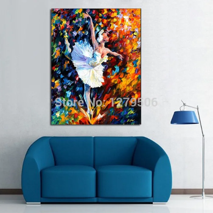 Wall Art For Large Fashion handpainted Painting Canvas Picture Abstract Figures Hand Painted Colorful dancing Girl Oil | Дом и сад