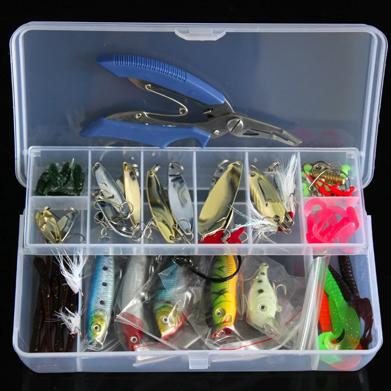 4 стиля рыболовная приманка Minnow/Popper/Wobbler металлическая в виде ложки Мягкая набор