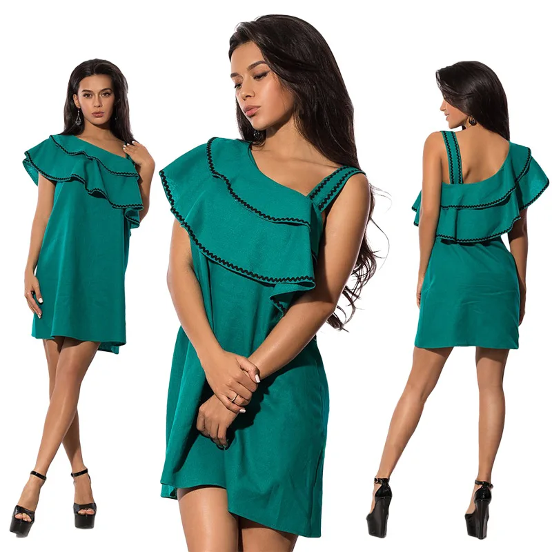 2018 женское платье сексуальное с открытыми плечами свободное летнее рюшами