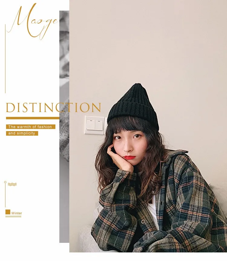 Beanies Women Solid Knitted Casual Warm Skullies Korean Style Elegant Student Hats Chic Womens Lovely Caps Autumn Winter Fashion