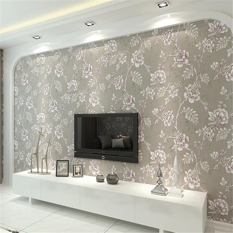 beibehang Modern minimalist 3D embossed living room TV background wallpaper bedroom fashion pastoral non-woven | Обустройство дома
