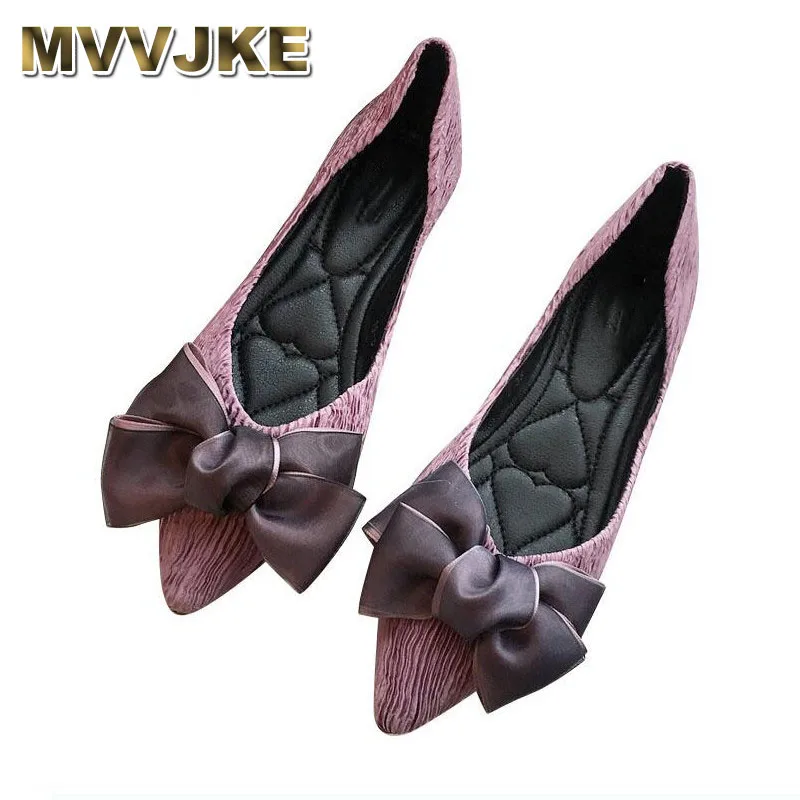 

MVVJKE Spring Autumn New Pointed Toe Flats Women Fashion Shoes Casual Comfortable Large Size Butterfly knot Flat Shoes