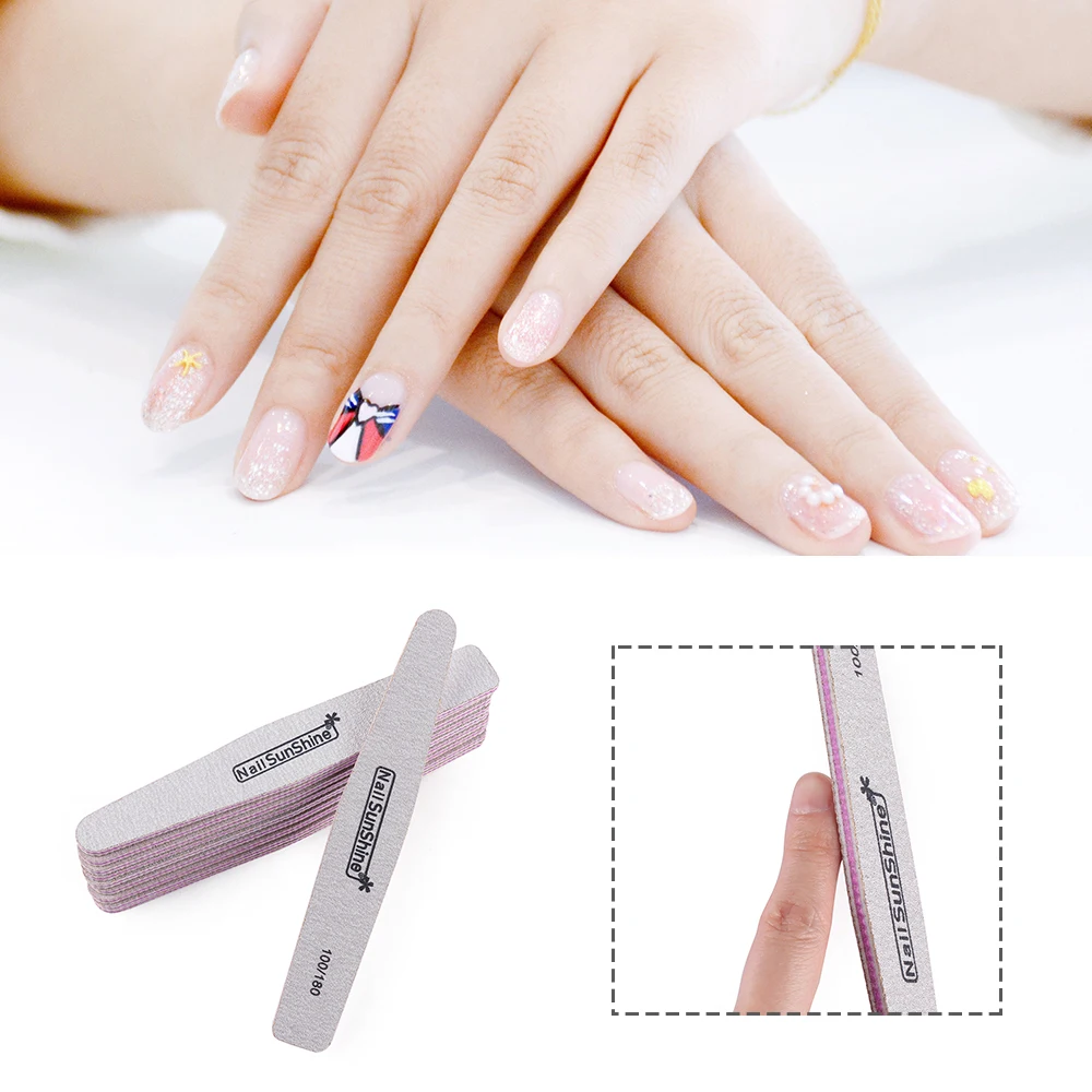 1pc Wooden 180/240 Sanding Buffer Block Pedicure Professional Manicure Buffing Polish Beauty Tools Nail Files Grey Boat Buffer