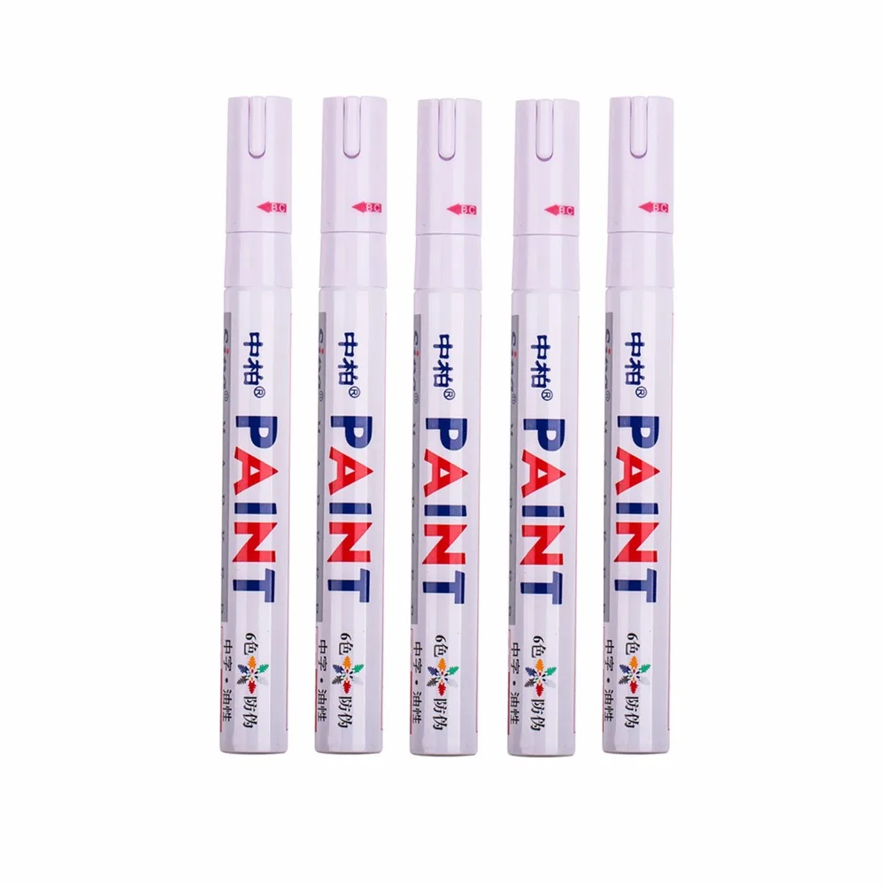 

5 LOT CAR TIRE TYRE THREAD WHITE PAINT MARKER PERMANENT WATERPROOF METAL RUBBER GALSS, 5-PACK
