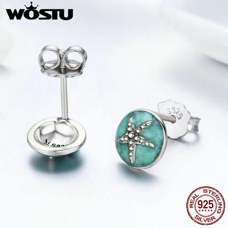 WOSTU Настоящее серебро 925 пробы фантазия Морская звезда круглые маленькие