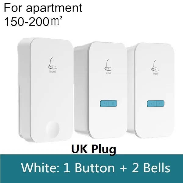 UK Plug 1 plus 2 Горячая Распродажа G4 автономный Мощный водонепроницаемый беспроводной дверной звонок без батареи 36 колокольчик большой дальности дверной звонок EU/US/UK вилка 1 Кнопка 1/2 приемник - Цвет: UK Plug 1 plus 2