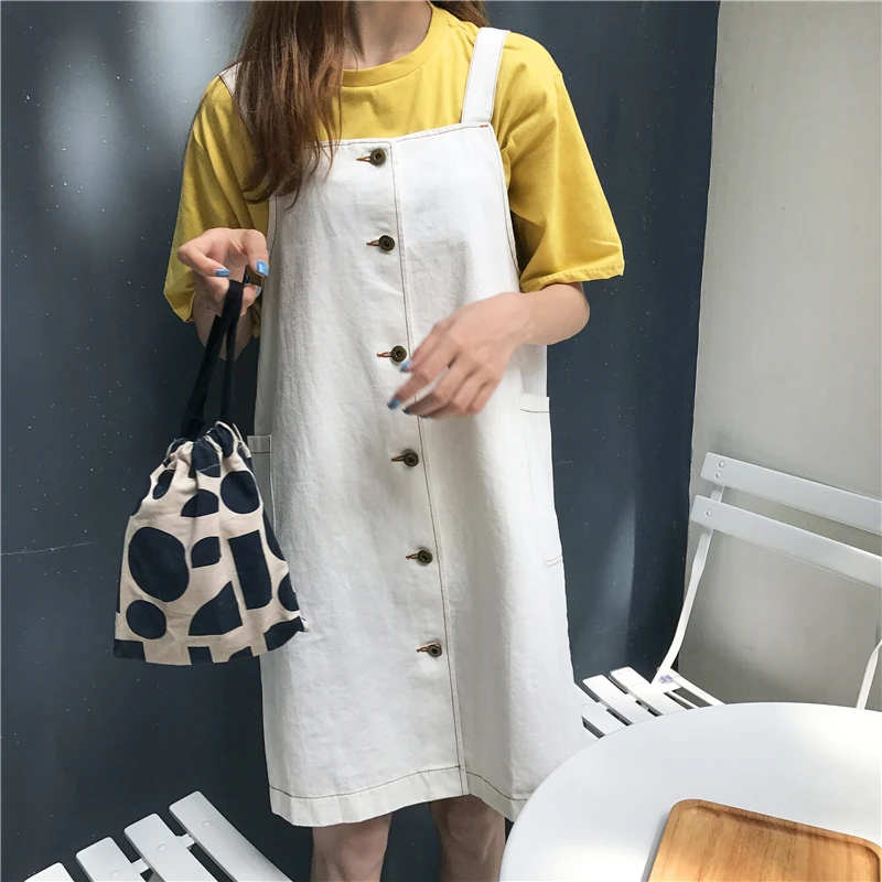 Eleindole 2017 Women Dresses Summer Solid Buttons Cardigan Ladies Dress Camis Comfortable Korean Style New Female | Женская одежда