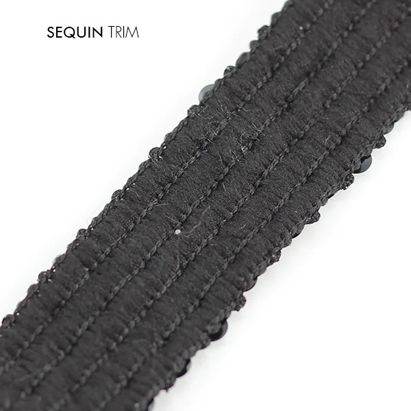 Braided Black Sequin 5row Fabric Trimming Sew on Applique Decorated Lace Ribbon Trim Sewing Supplies for Craft Cloth 20yard/T790 | Дом и сад
