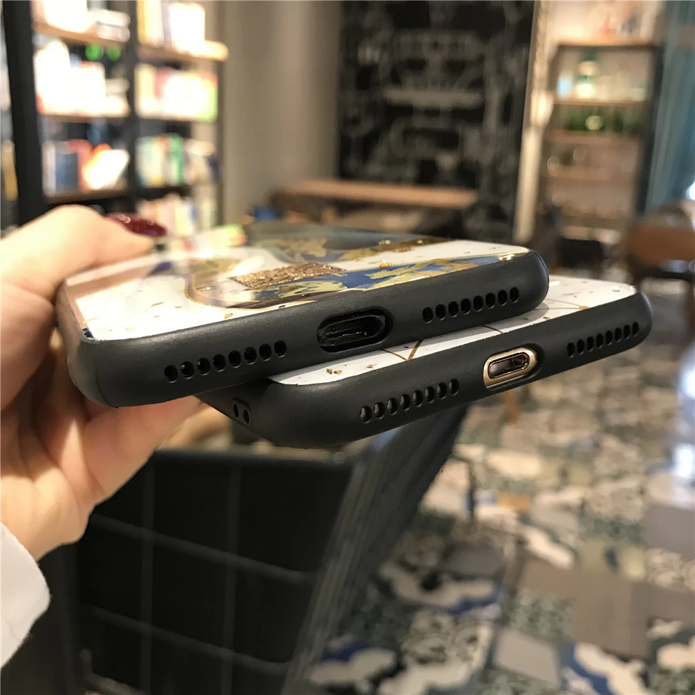 Блестящий чехол из золотой фольги для iPhone 8 7 6 6s Plus SE мягкий силиконовый ТПУ 12 mini 11