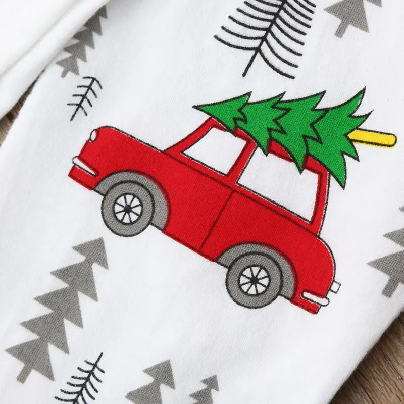Brand Casual Children's Clothes Set Cute Spring Autumn Cotton Baby Boy Girls Clothing T-shirt Tops+Xmas Car Pant Outfits | Детская
