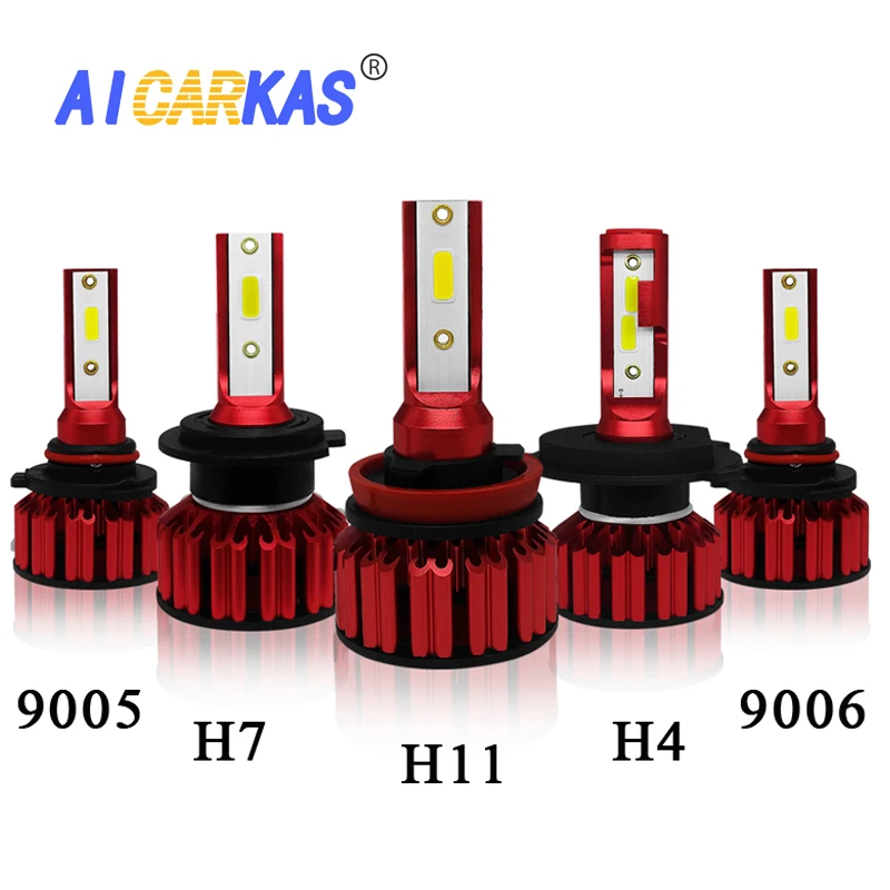 Светодиодный фонарь высокой яркости AICARKAS 2 шт. COB H7 H4 H8 H9 H11 9005 9006 HB3 HB4 светодиодный