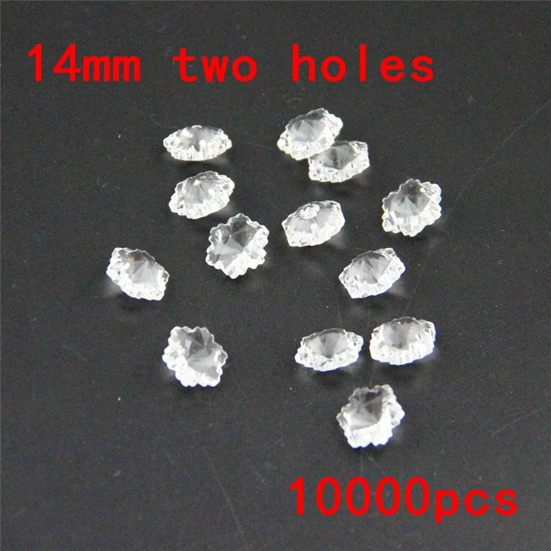 

Diy Parts 10000pcs/Lot 14mm Crystal Chandelier Beads In 2 Holes,Clear Crystal Lamp Lighting Parts Garland Strand Beads Decor