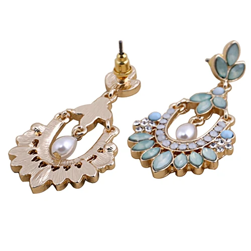 Women Flower Chandelier Earrings Acrylic Rhinestone Faux Pearl Ear dangle Jewelry new | Украшения и аксессуары
