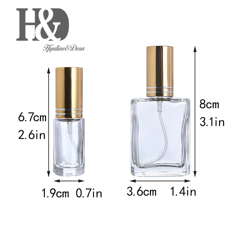 H & D набор из 6 прозрачные тонкие стеклянные бутылки с распылителем образцы