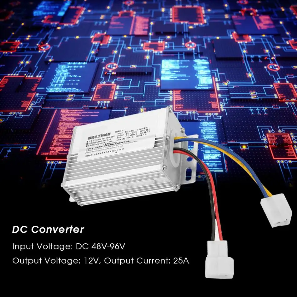 DC преобразователь понижающий Питание модуль 48 V-96 V-12 V 25A Лидер продаж