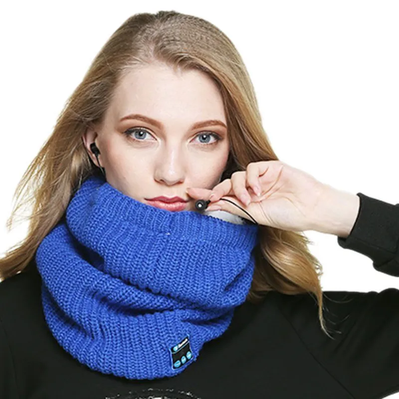 Беспроводная bluetooth гарнитура зимний мужской женский музыкальный вязаный шарф