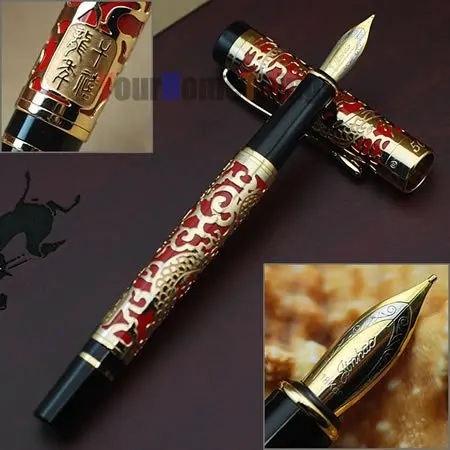 Jinhao 5000 перьевая ручка с рельефным изображением дракона красным перьевым