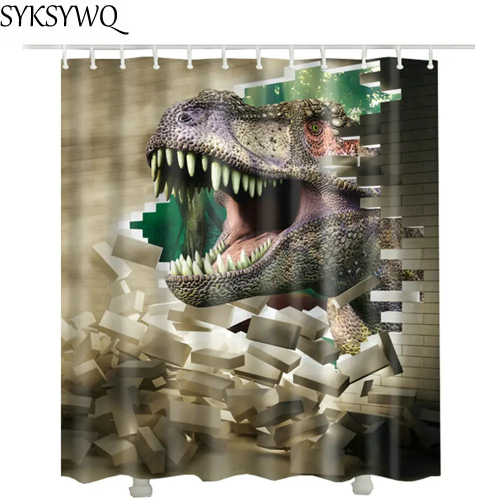 3D Jurassic динозавр ванная комната занавеска для душа Водонепроницаемый полиэстер
