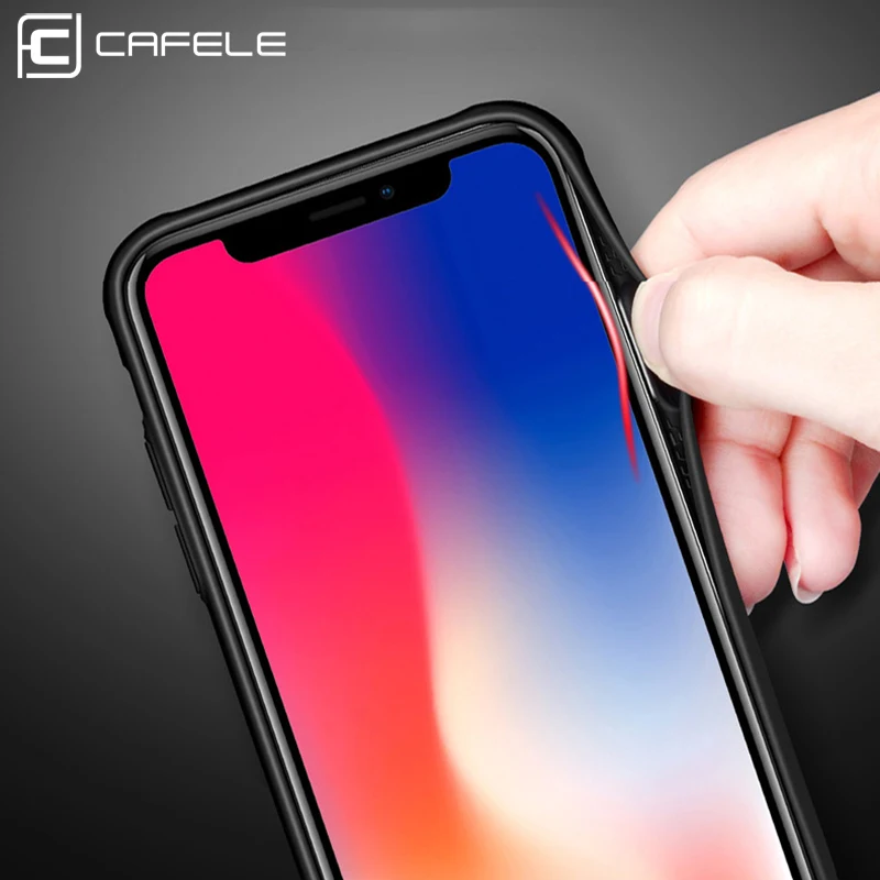 CAFELE Tempered Glass Back Case For iPhone X 10 XS Soft TPU + Ultra Thin Transparent Cover Apple |