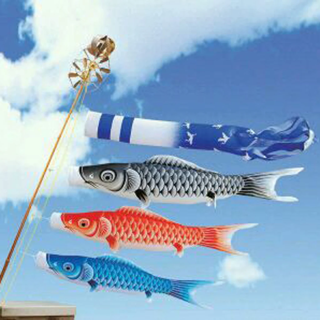 MagiDeal 55cm Blue Japanese Windsock Carp Flag Koi Nobori Sailfish Wind Streamer Japanese Carp Windsock Streamer Fish