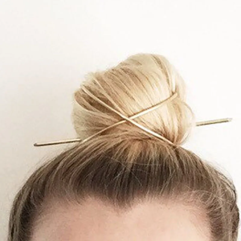 

Hair Stick Original 2022 New Boho Hair Pins Accessories Metal Gold Filled X Shaped Bun Holder Charming Vintage Bun Cage Jewelry