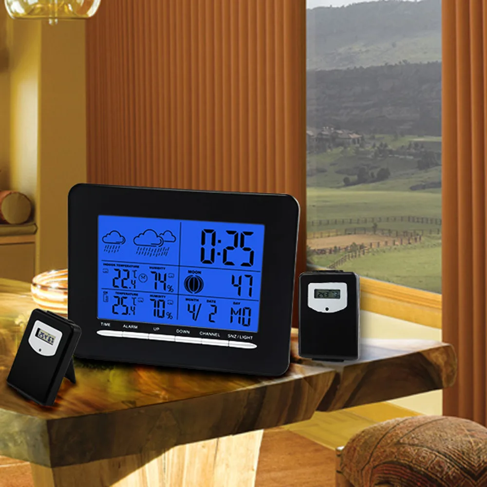 Цифровой Indoor/Outdoor Беспроводной метеостанция с 2 Датчики Температура C/F rcc dcf