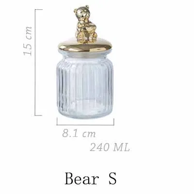 bear 240ml Скандинавские золотые керамические стеклянные герметичные банки Свадебные десертные банки для закусок банки для хранения новогодние принадлежности для украшения стола - Цвет: bear 240ml