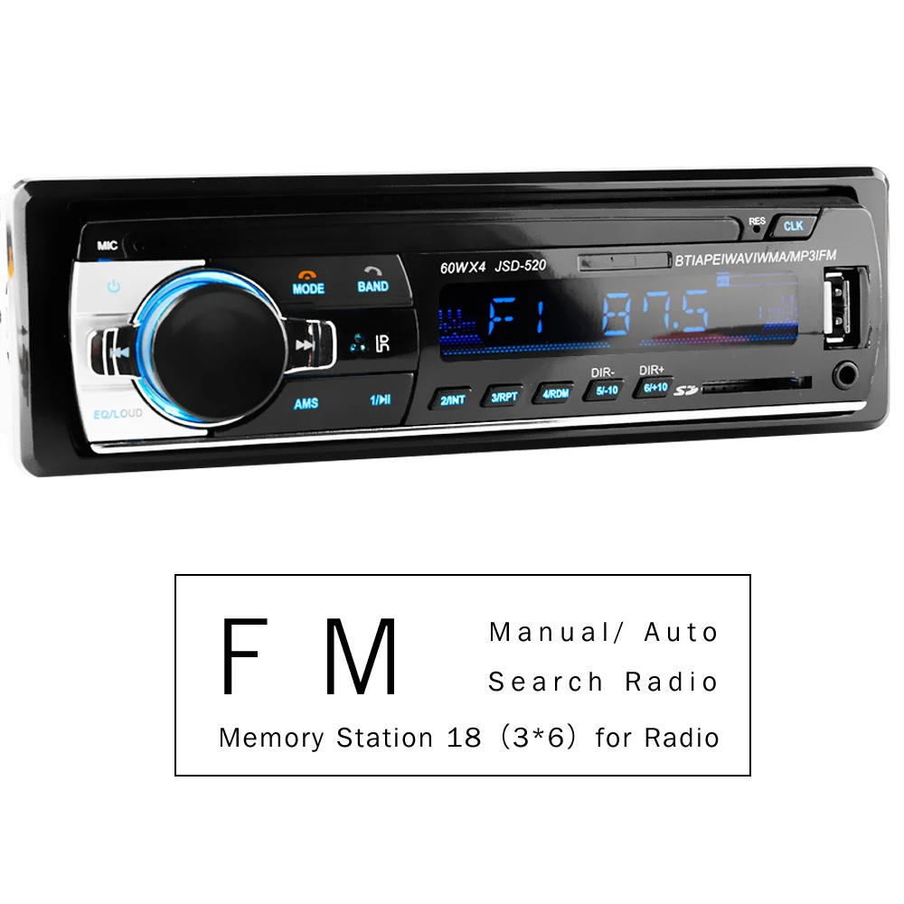 Автомагнитола 1 din автомобильный радиоприемник bluetooth 12 В аудиоплеер mp3 60Wx4 FM радио