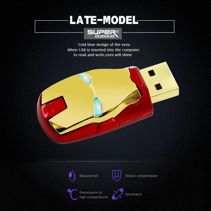 Новые USB флеш-накопители 32 Гб 64 Гб Марвел из Мстителей usb-флэш-накопитель Железный человек 8 Гб 16 Гб usb ключ светодиодный флеш-накопитель