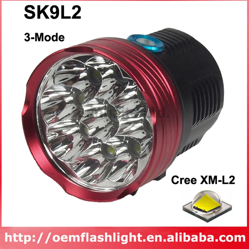 SK9L2 9 x Cree XM L2 белый 6500K 3 Mode 9000 люмен светодиодный фонарь для велосипеда черный|led