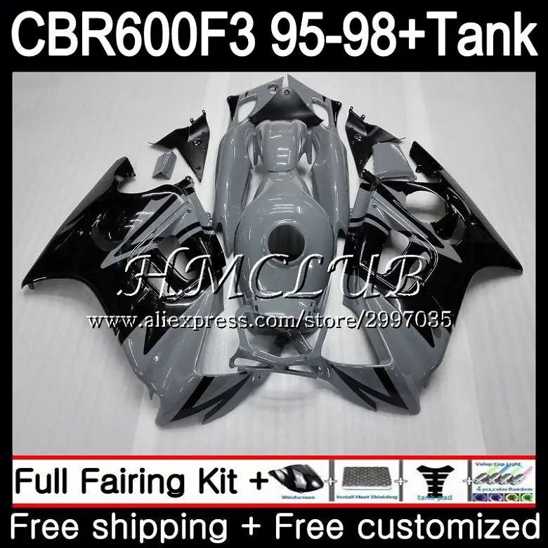 

+Tank For HONDA CBR600FS CBR 600F3 Grey black 1995 1996 1997 1998 75HC.5 CBR 600 F3 FS CBR600F3 CBR600 F3 95 96 97 98 Fairing