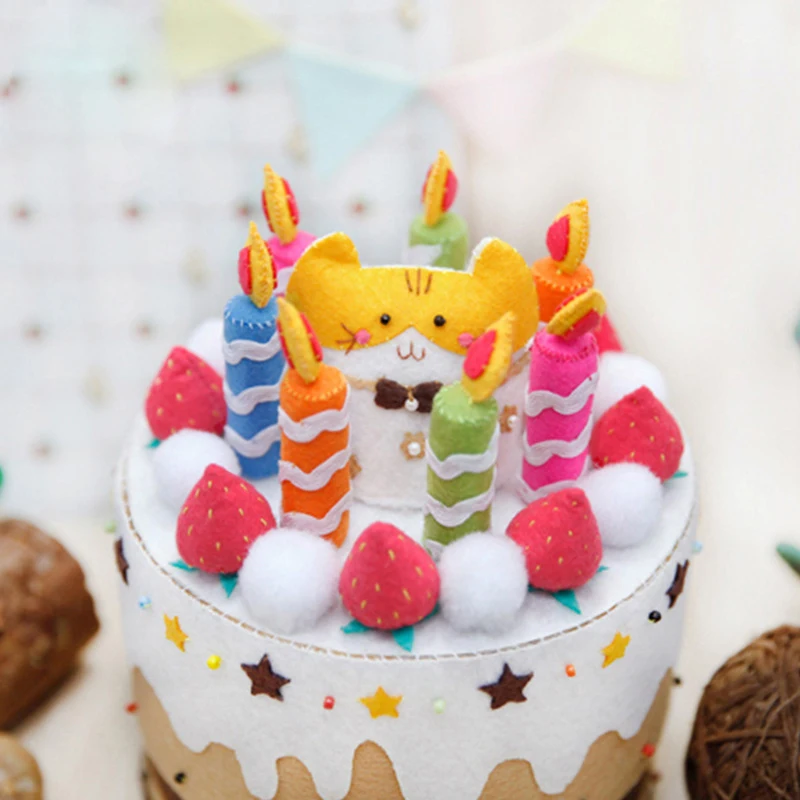 Ручная работа, коробка для хранения торта, коробка для конфет с рисунком кота, чехол для свадьбы, дня рождения, украшения для детского душа, войлок, сделай сам, упаковка