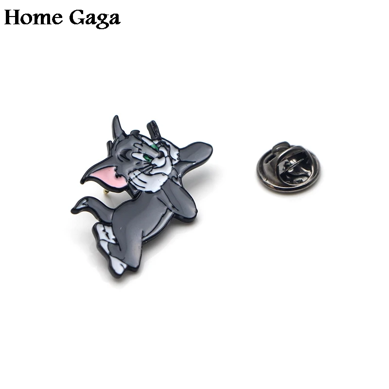 Homegaga Значки для галстука из цинкового сплава с кошкой и мышкой, для одежды, рюкзака, броши для обуви, значки, медали, украшения D1515