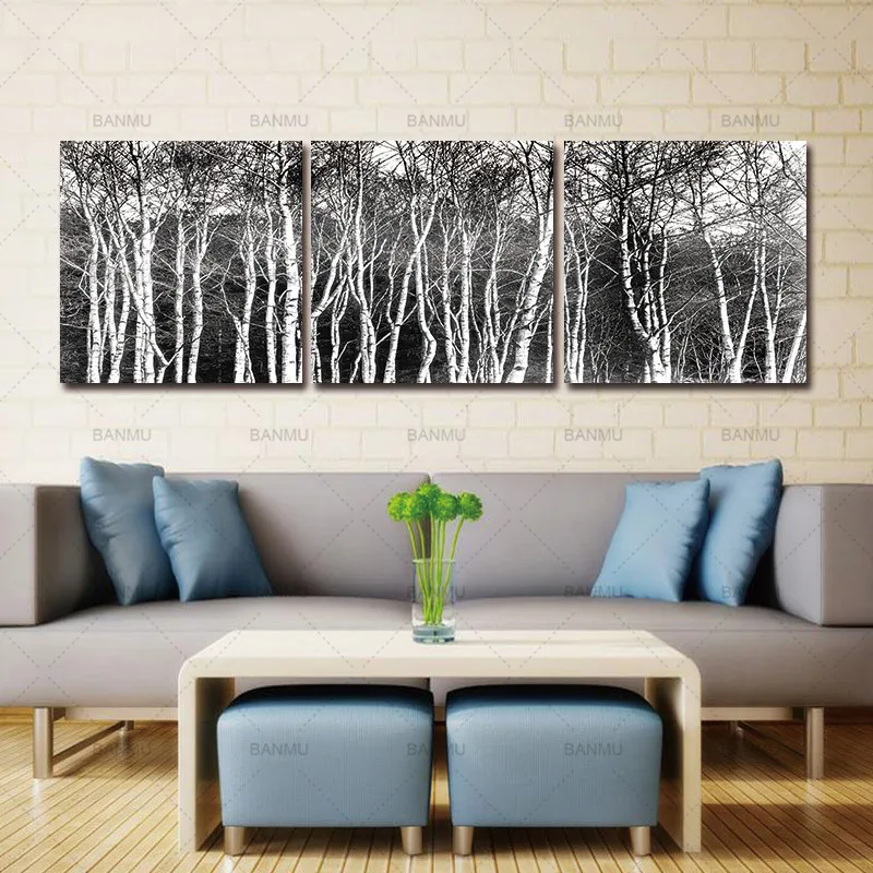 Стены в искусстве Печать холст искусство фотопринтами 3 панели на Черный и Белый