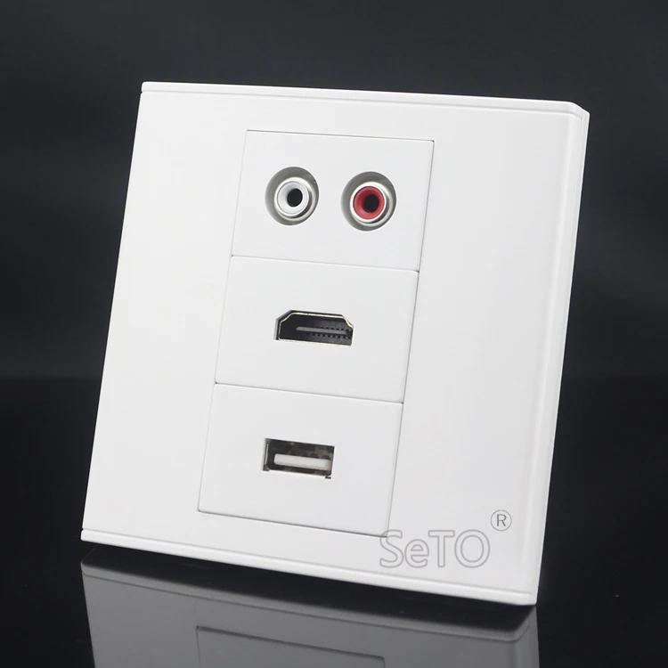 SeTo 86 Тип красный и белый аудио + HDMI USB разъем настенная пластина Keystone лицевая