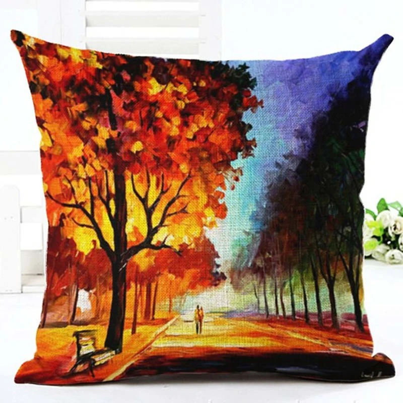 Живописное дерево эффектные и красочные хлопчатобумажные льняные наволочки в